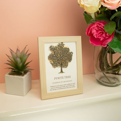 Pyrite Gemstone Tree of Life Picture | Crystal Wall Art | 20x14.7cm | Framed | New