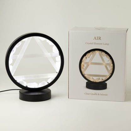 Air Element Gemstone Halo Lamp | Clear Quartz & Selenite | USB Powered | Crystal Light