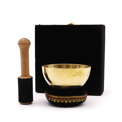 Brass Singing Bowl Gift Set | F4 Note | 9cm | Brass | Gift Box | New