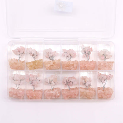 Mini Rose Quartz Gemstone Tree on Orgonite Base | 15 Stones | 3.5x2.5x4cm | New