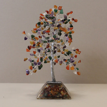 Multi-Stone Gemstone Tree with Orgonite Base | 320 Stones | 9x9x19cm | New