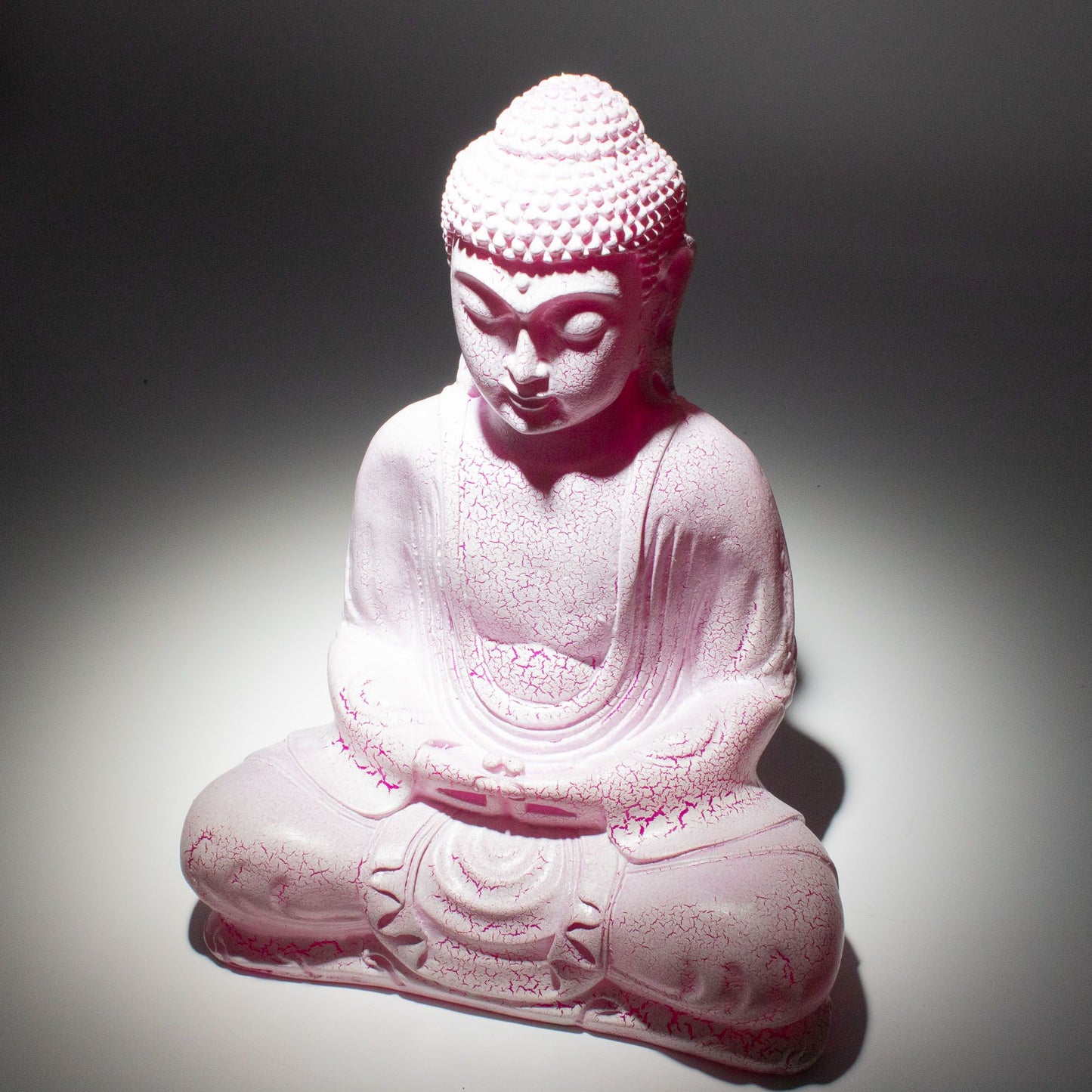 Meditation Buddha Lamp | Cherry Crackle Finish | Oval Stand | Handmade in Indonesia | New