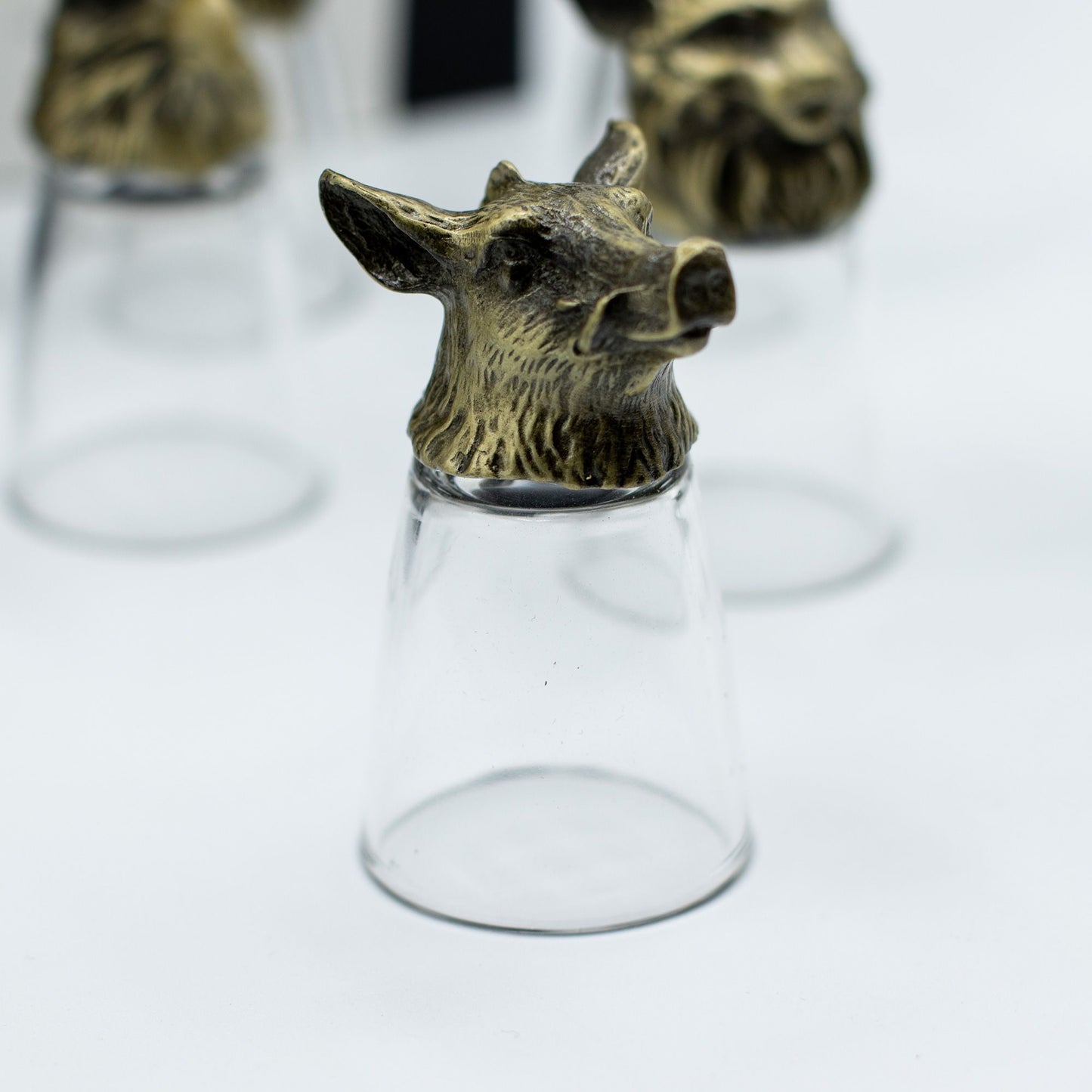 Bottom Up Shot Glass Gift Set of 12 | Forest & Mystical Creatures | 25ml | Antique Bronze | New