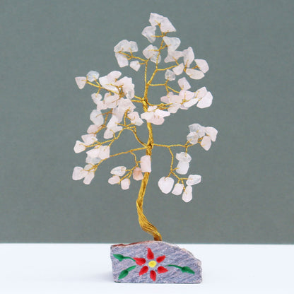 Rose Quartz Indian Wire Gemstone Tree | 80 Stones | 5x4x15.5cm | New