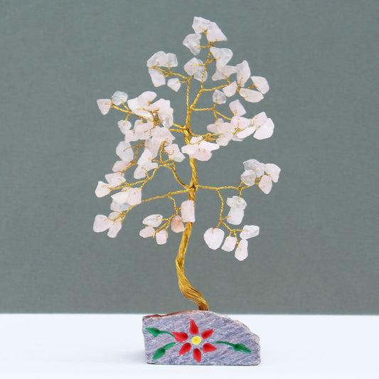 Rose Quartz Indian Wire Gemstone Tree | 80 Stones | 5x4x15.5cm | New