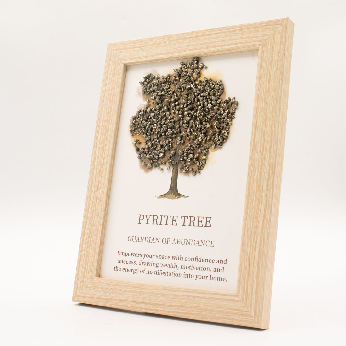 Pyrite Gemstone Tree of Life Picture | Crystal Wall Art | 20x14.7cm | Framed | New