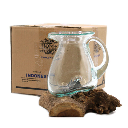 Molten Glass Water Jug on Driftwood | 0.6 Litre | Handmade in Bali | 18x10cm | New