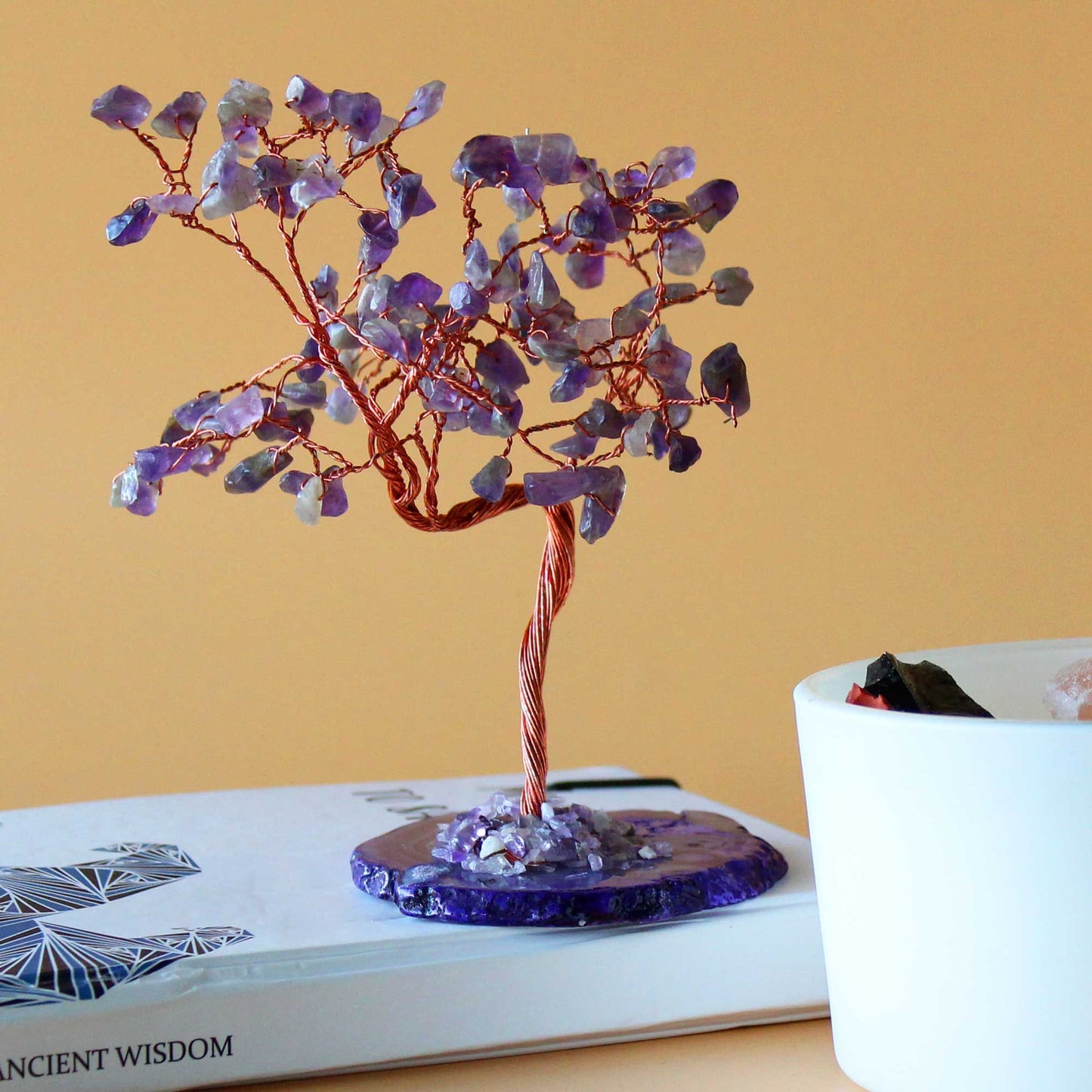 Amethyst Large Gemstone Tree on Natural Agate Base | 100 Stones | 9x5x13cm | New