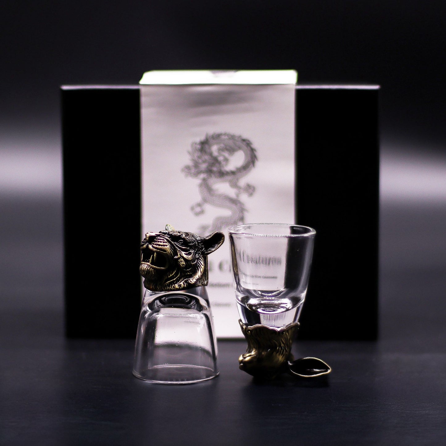 Mystical Creatures Shot Glass Gift Set of 6 | 50ml | Antique Bronze | Novelty Barware | New