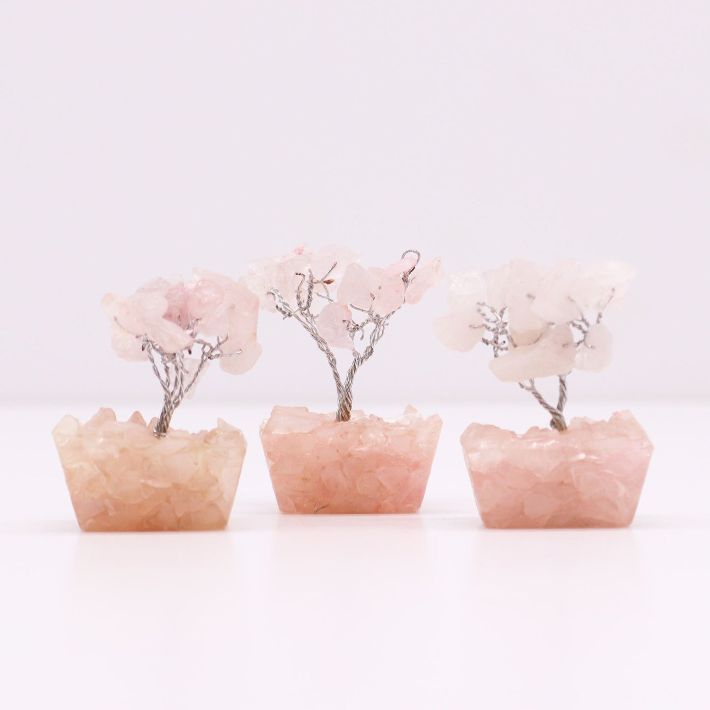 Mini Rose Quartz Gemstone Tree on Orgonite Base | 15 Stones | 3.5x2.5x4cm | New