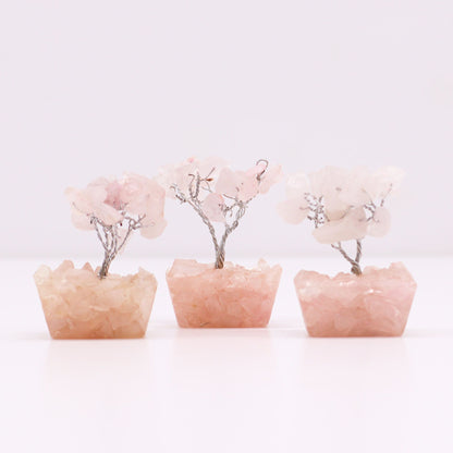 Mini Rose Quartz Gemstone Tree on Orgonite Base | 15 Stones | 3.5x2.5x4cm | New
