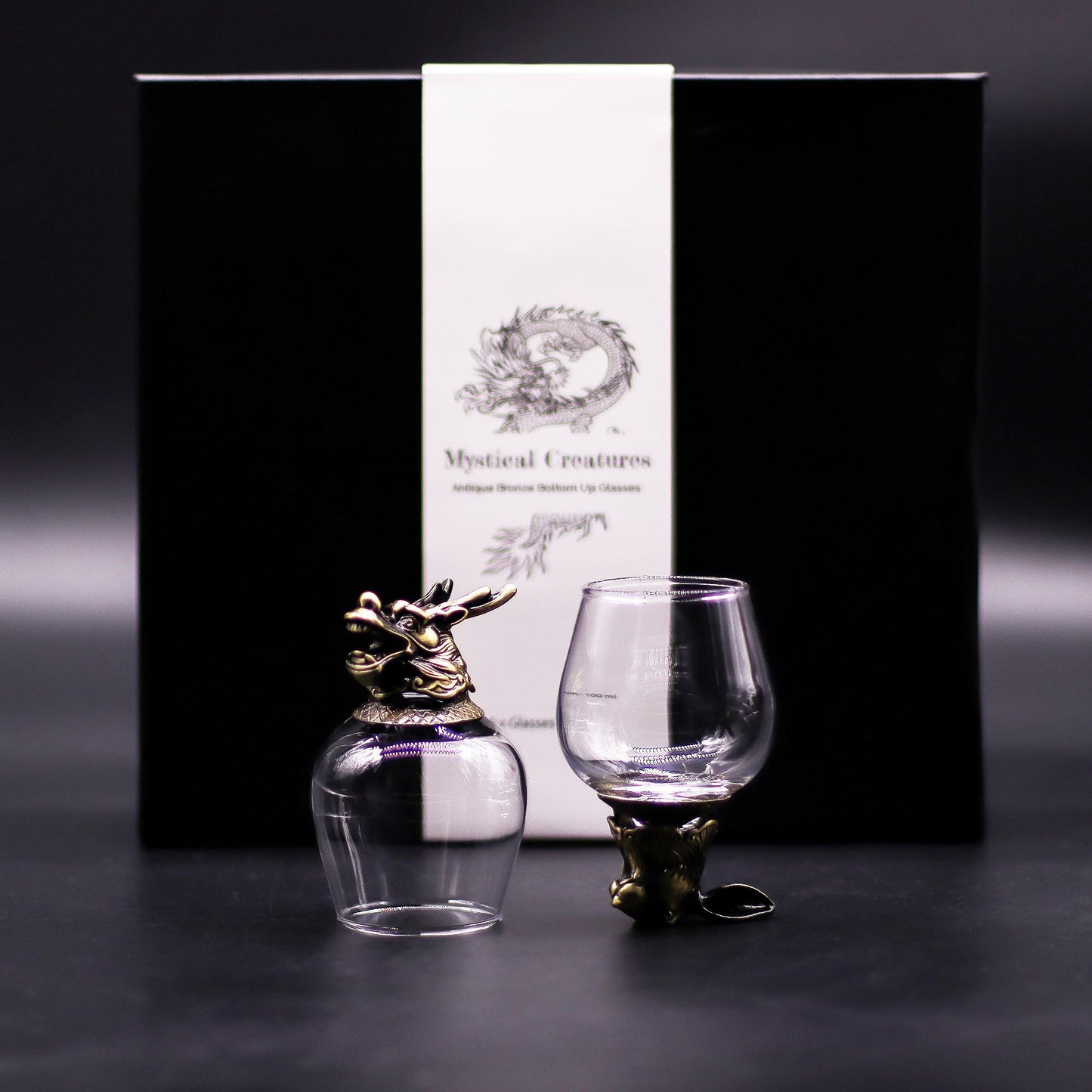 Mystical Creatures Glass Gift Set of 6 | 100ml | Antique Bronze | Novelty Barware | New