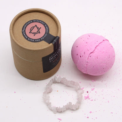 Rose Quartz Gem Bracelet Bath Bomb | Bergamot | Handcrafted | Vegan | New
