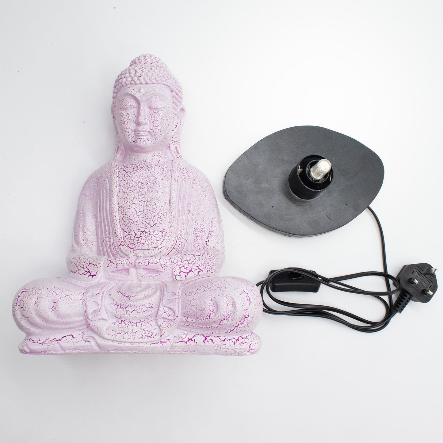 Meditation Buddha Lamp | Cherry Crackle Finish | Oval Stand | Handmade in Indonesia | New