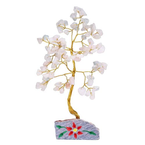 Rose Quartz Indian Wire Gemstone Tree | 80 Stones | 5x4x15.5cm | New