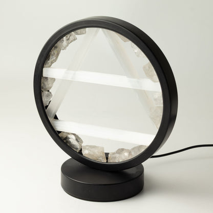 Air Element Gemstone Halo Lamp | Clear Quartz & Selenite | USB Powered | Crystal Light