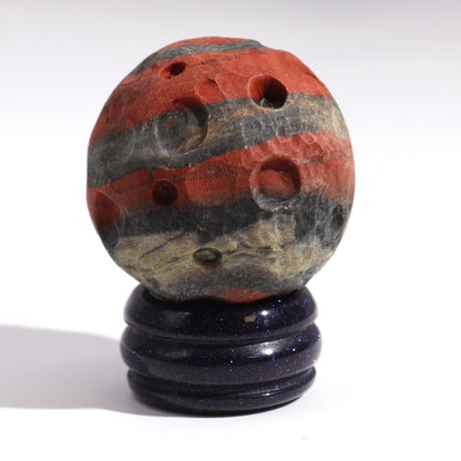 Mars Gemstone Planet Red Jasper Sphere 40mm | Solar Goldstone Stand | Strength Passion Victory