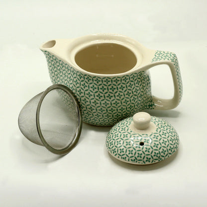 Green Mosaic Ceramic Small Herbal Teapot 350ml | Artisan Style | Sophisticated Tea Lover Gift