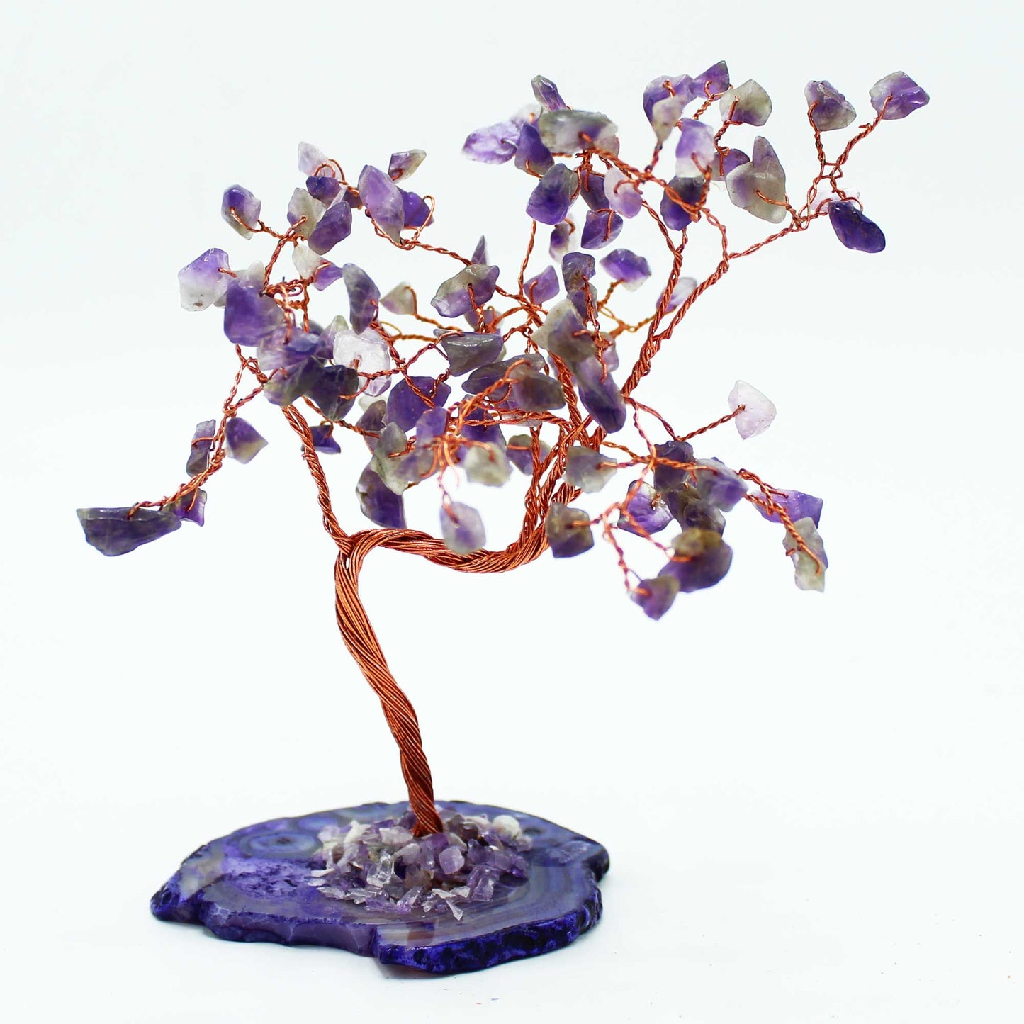 Amethyst Large Gemstone Tree on Natural Agate Base | 100 Stones | 9x5x13cm | New