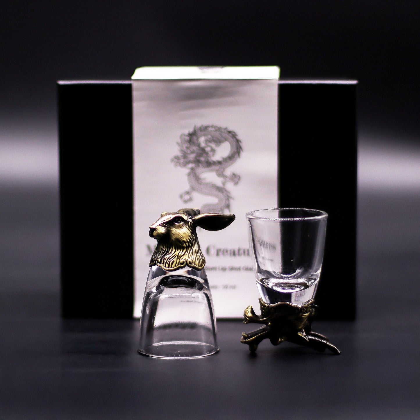 Mystical Creatures Shot Glass Gift Set of 6 | 50ml | Antique Bronze | Novelty Barware | New
