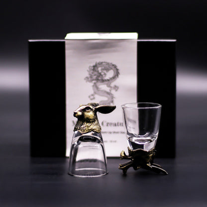 Mystical Creatures Shot Glass Gift Set of 6 | 50ml | Antique Bronze | Novelty Barware | New