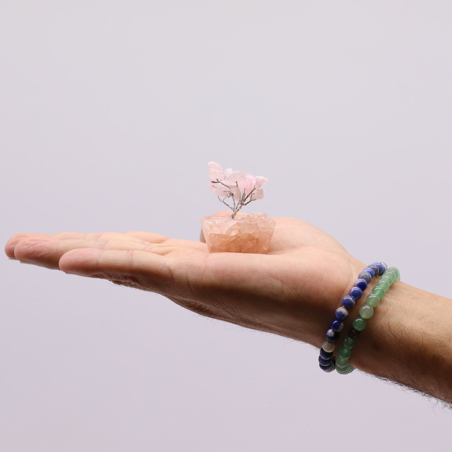Mini Rose Quartz Gemstone Tree on Orgonite Base | 15 Stones | 3.5x2.5x4cm | New