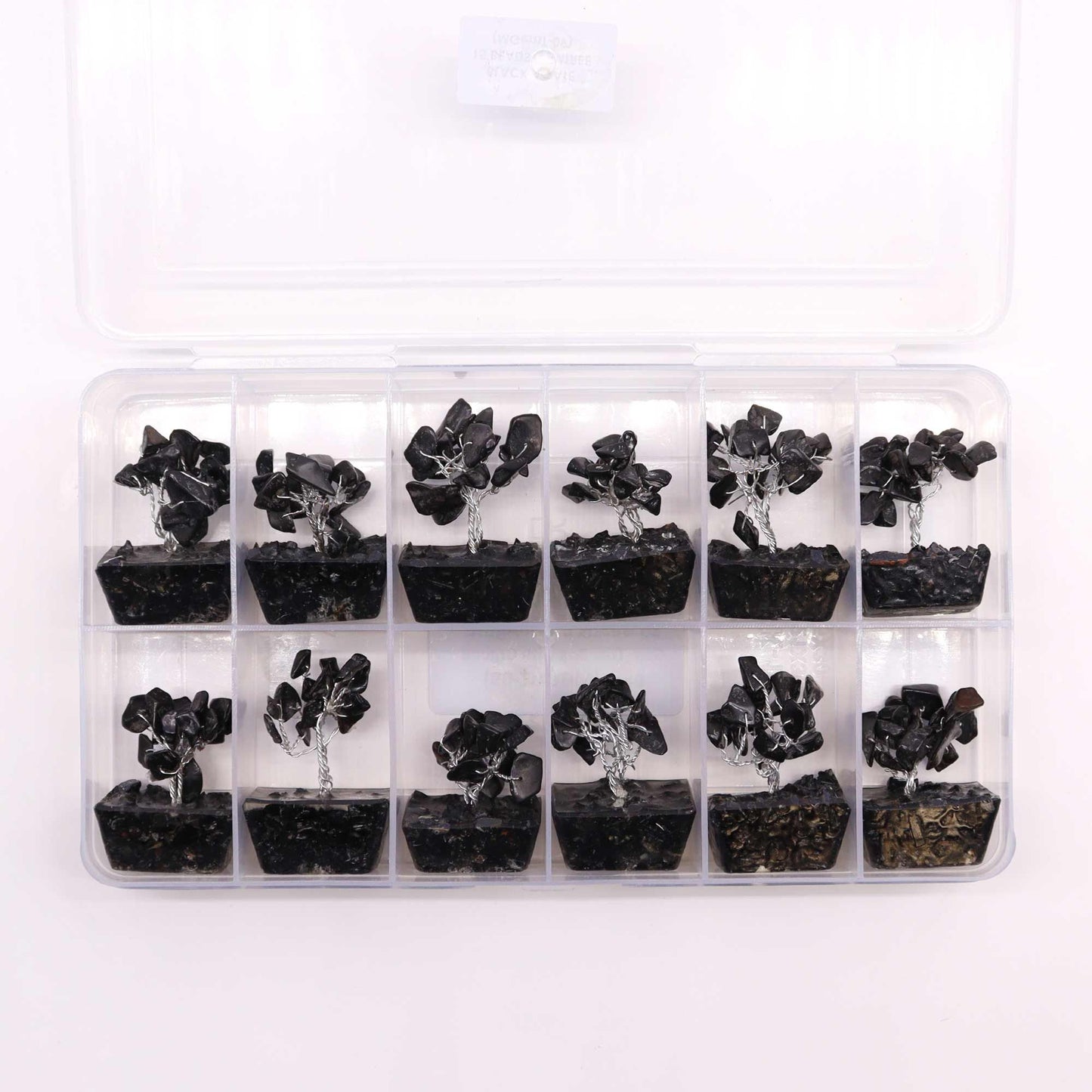 Mini Black Agate Gemstone Tree on Orgonite Base | 15 Stones | 3.5x2.5x4cm | New