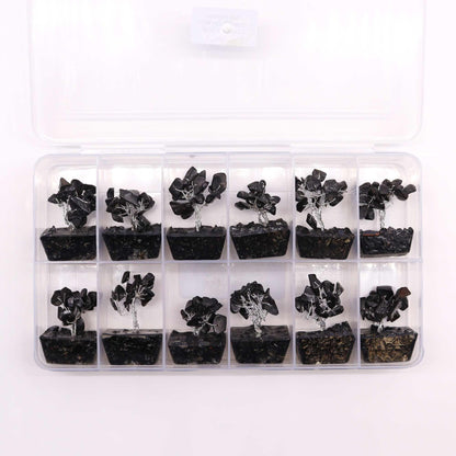 Mini Black Agate Gemstone Tree on Orgonite Base | 15 Stones | 3.5x2.5x4cm | New