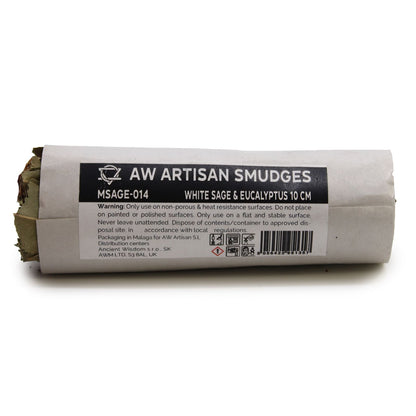 White Sage & Eucalyptus Smudge Stick 10cm | Spa Day Gift | Fresh Herbal Blend