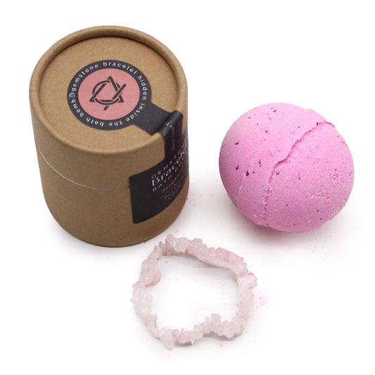 Rose Quartz Gem Bracelet Bath Bomb | Bergamot | Handcrafted | Vegan | New