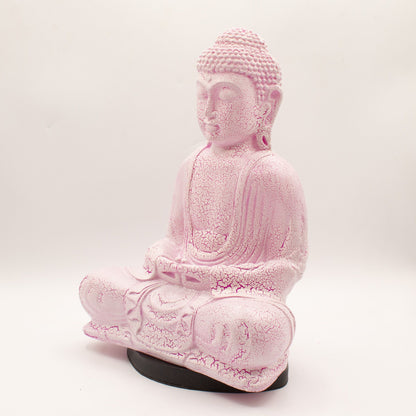 Meditation Buddha Lamp | Cherry Crackle Finish | Oval Stand | Handmade in Indonesia | New