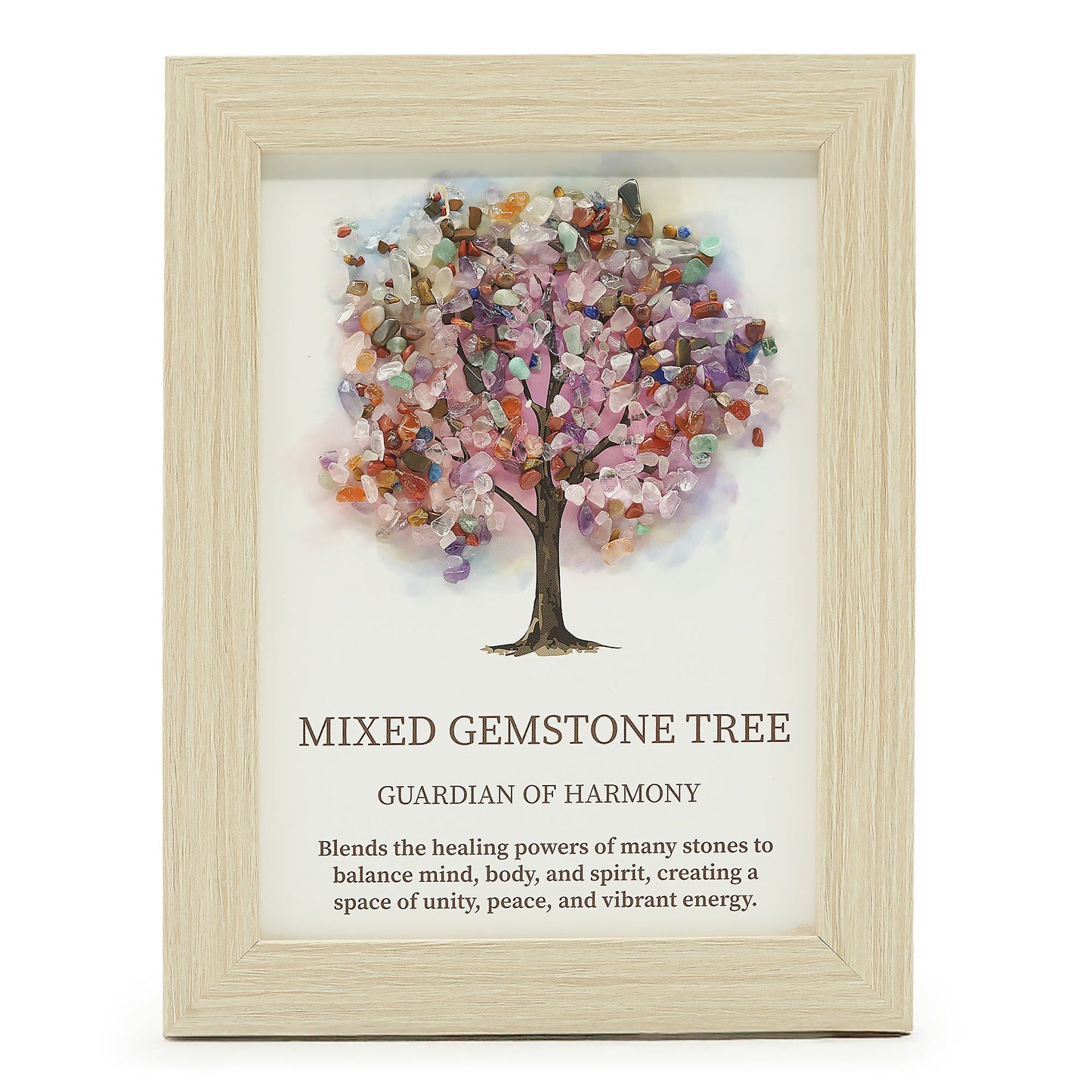 Multi Gemstone Tree of Life Picture | Mixed Crystal Wall Art | 20x14.7cm | Framed | New