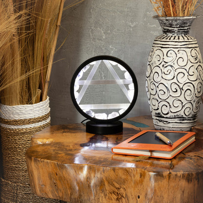Air Element Gemstone Halo Lamp | Clear Quartz & Selenite | USB Powered | Crystal Light