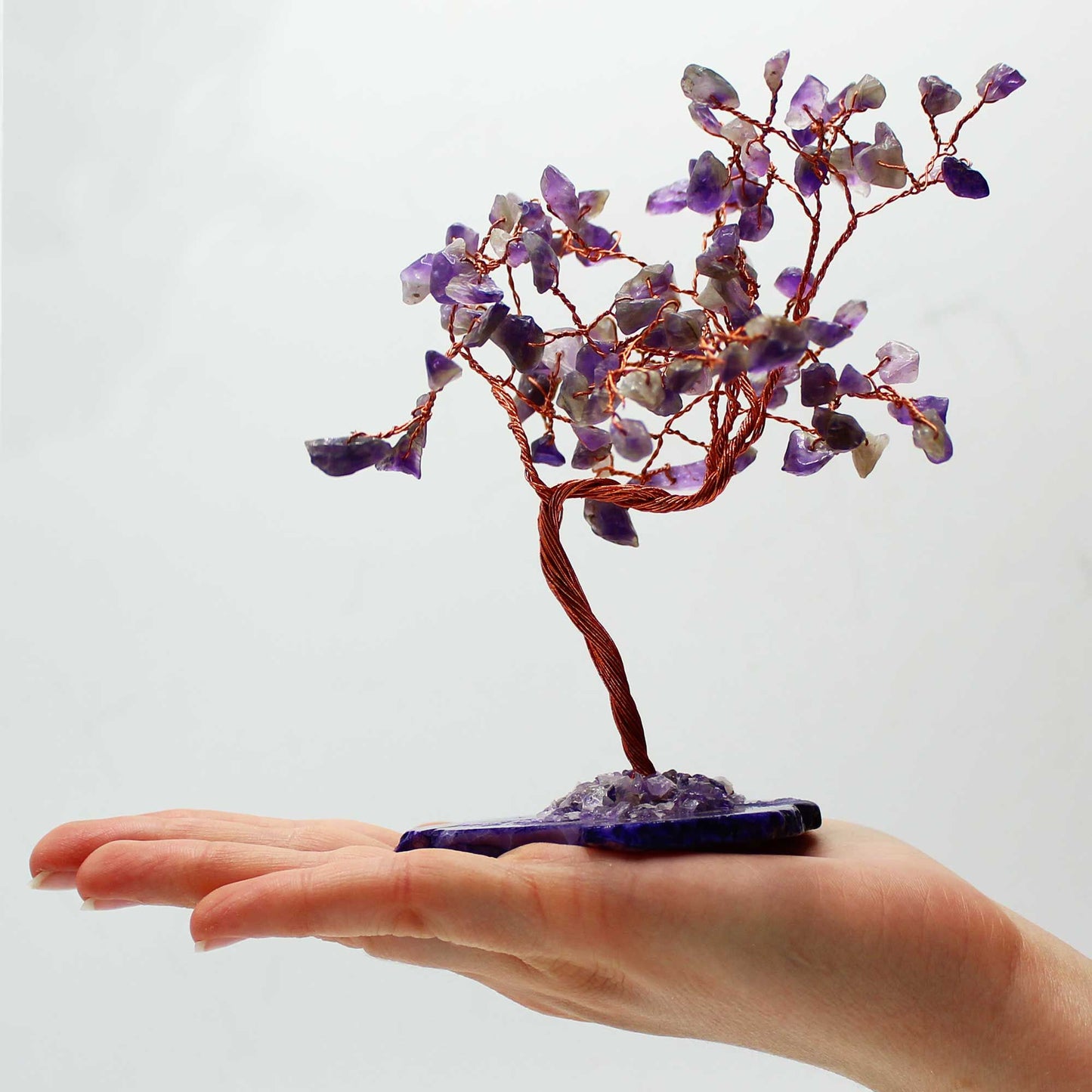 Amethyst Large Gemstone Tree on Natural Agate Base | 100 Stones | 9x5x13cm | New