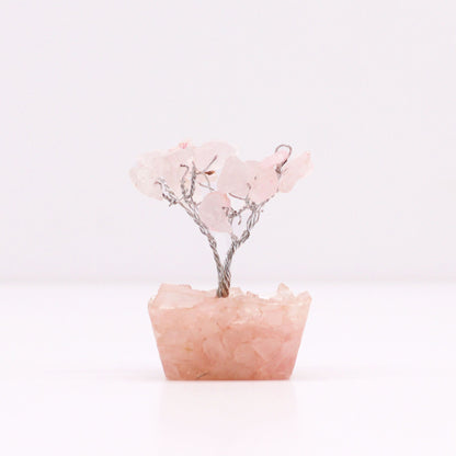 Mini Rose Quartz Gemstone Tree on Orgonite Base | 15 Stones | 3.5x2.5x4cm | New