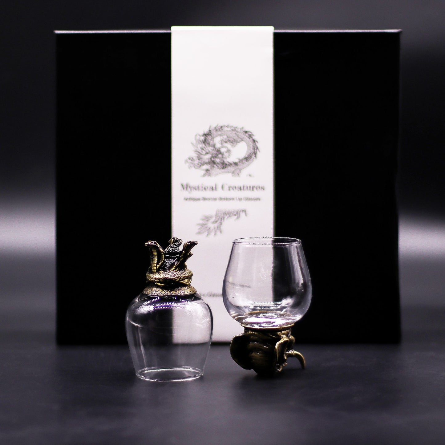 Mystical Creatures Glass Gift Set of 6 | 100ml | Antique Bronze | Novelty Barware | New