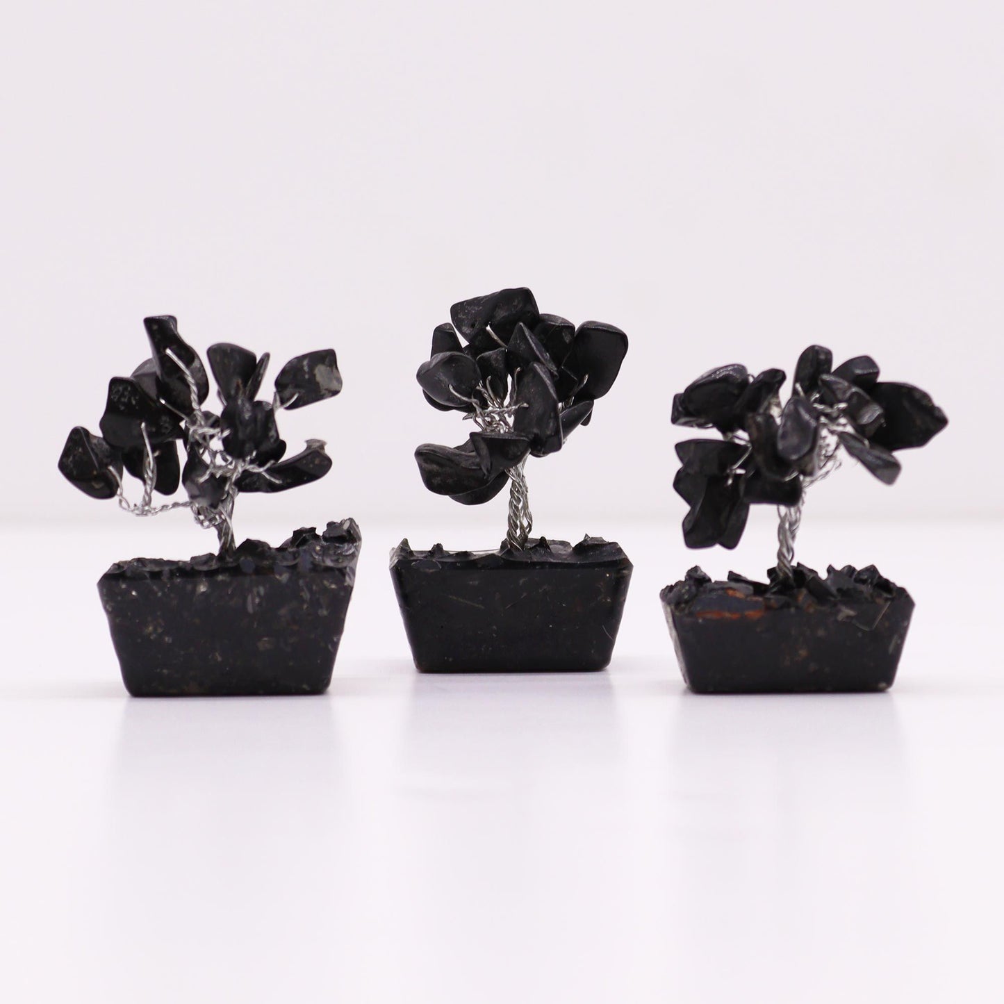 Mini Black Agate Gemstone Tree on Orgonite Base | 15 Stones | 3.5x2.5x4cm | New