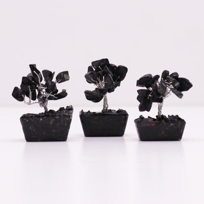 Mini Black Agate Gemstone Tree on Orgonite Base | 15 Stones | 3.5x2.5x4cm | New