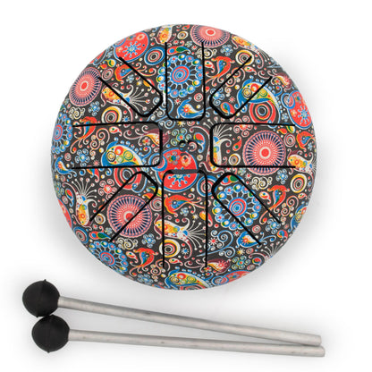 Om Mandala Steel Tongue Drum | 8-Tone Hapi Drum | 13x9cm | Tempered Steel | New