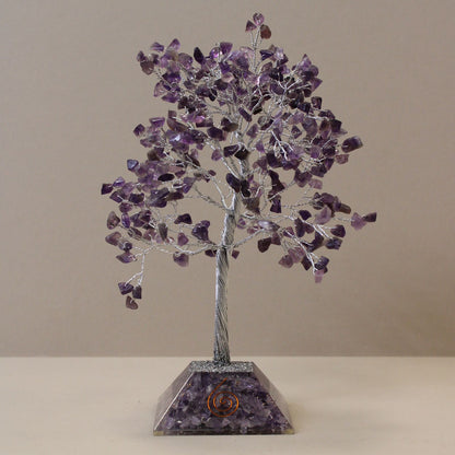 Amethyst Gemstone Tree with Orgonite Base | 320 Stones | 9x9x19cm | New