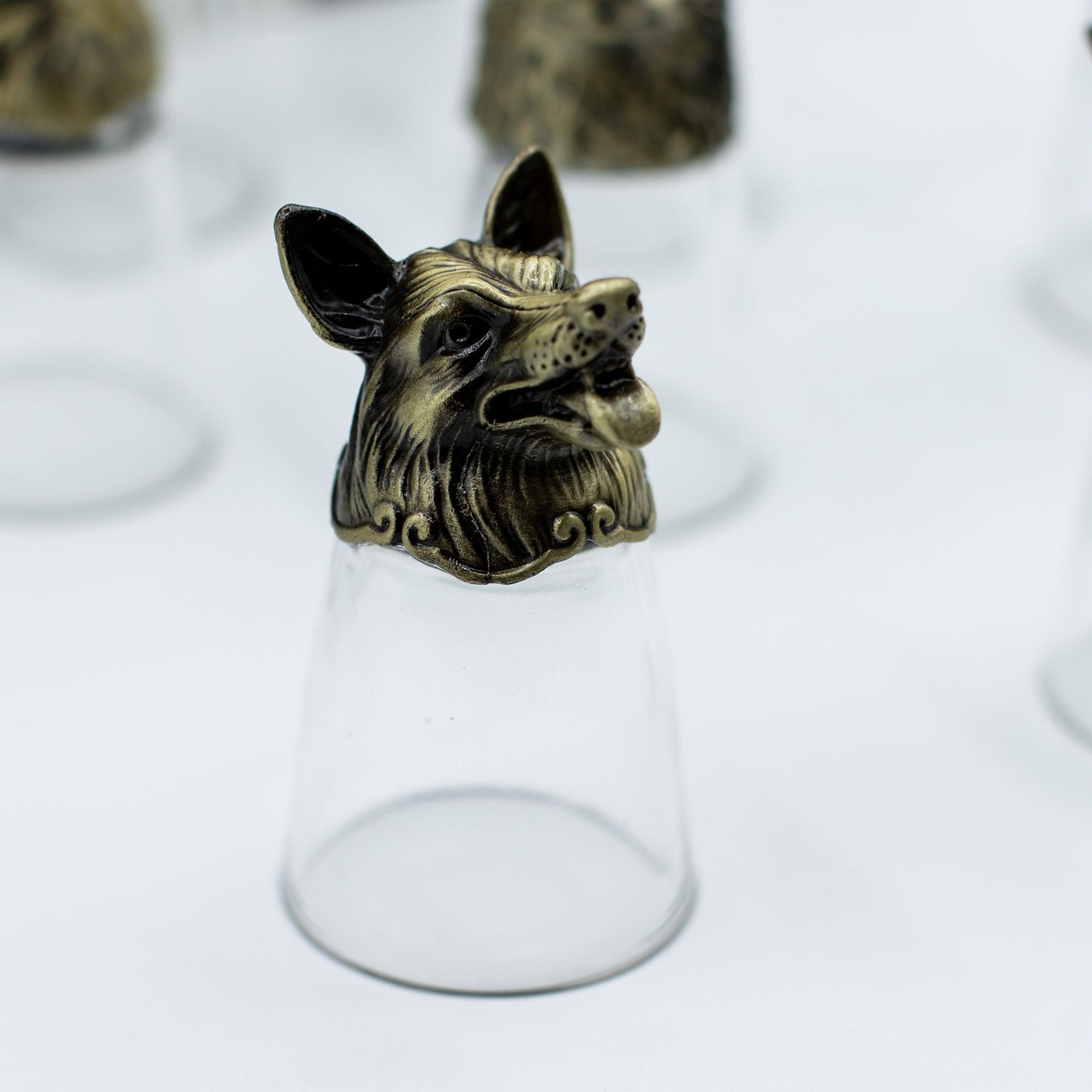 Bottom Up Shot Glass Gift Set of 12 | Forest & Mystical Creatures | 25ml | Antique Bronze | New