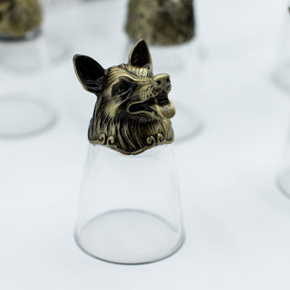 Bottom Up Shot Glass Gift Set of 12 | Forest & Mystical Creatures | 25ml | Antique Bronze | New