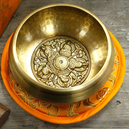Five Buddha Singing Bowl Gift Set | 10cm | Hand-Painted | Brass | New