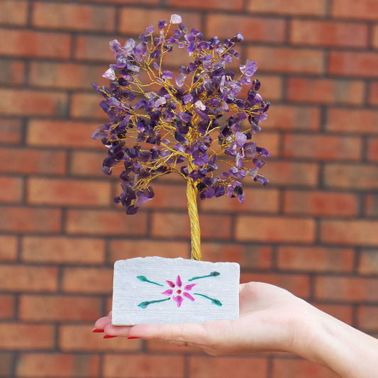 Amethyst Indian Wire Gemstone Tree | 320 Stones | 7x4x22.5cm | New