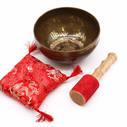 Golden Tara Singing Bowl Set | Special Edition | G#3 Note | 19cm | Brass | New