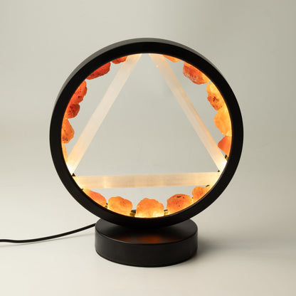 Fire Element gemstone halo lamp with carnelian and selenite, view 3