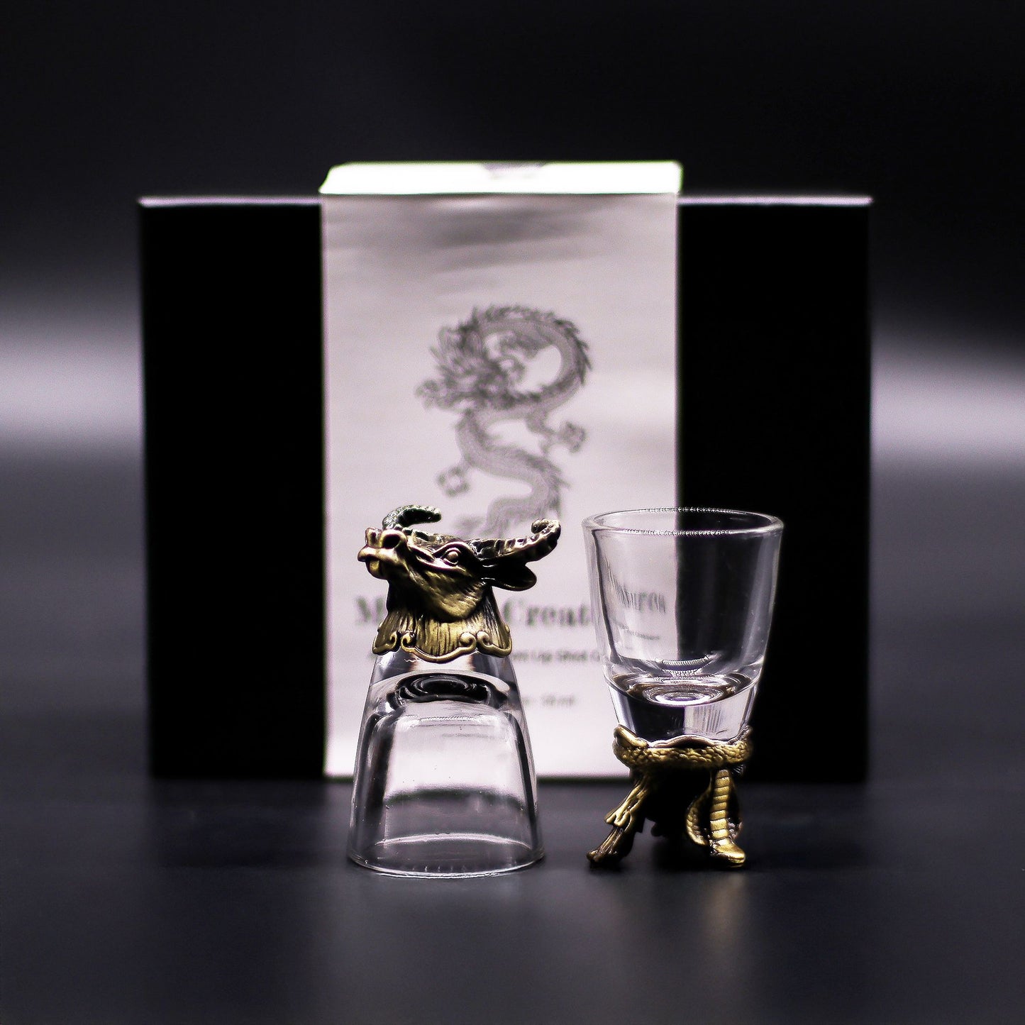 Mystical Creatures Shot Glass Gift Set of 6 | 50ml | Antique Bronze | Novelty Barware | New