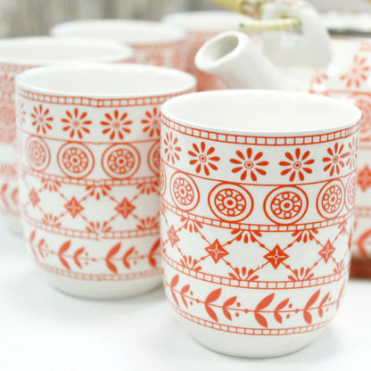 Amber Ceramic Herbal Teapot Set of 6 | Artisan Style | Perfect Tea Lover Gift Set