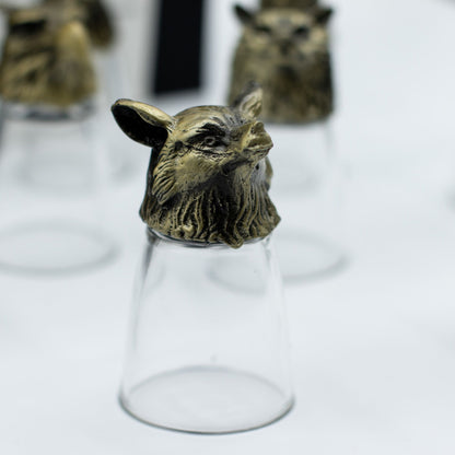 Bottom Up Shot Glass Gift Set of 12 | Forest & Mystical Creatures | 25ml | Antique Bronze | New