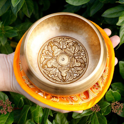 Five Buddha Singing Bowl Gift Set | 10cm | Hand-Painted | Brass | New